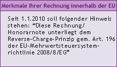 merkmale ihrer rechnung innerhalb der EU - für weitere Details bitte klicken